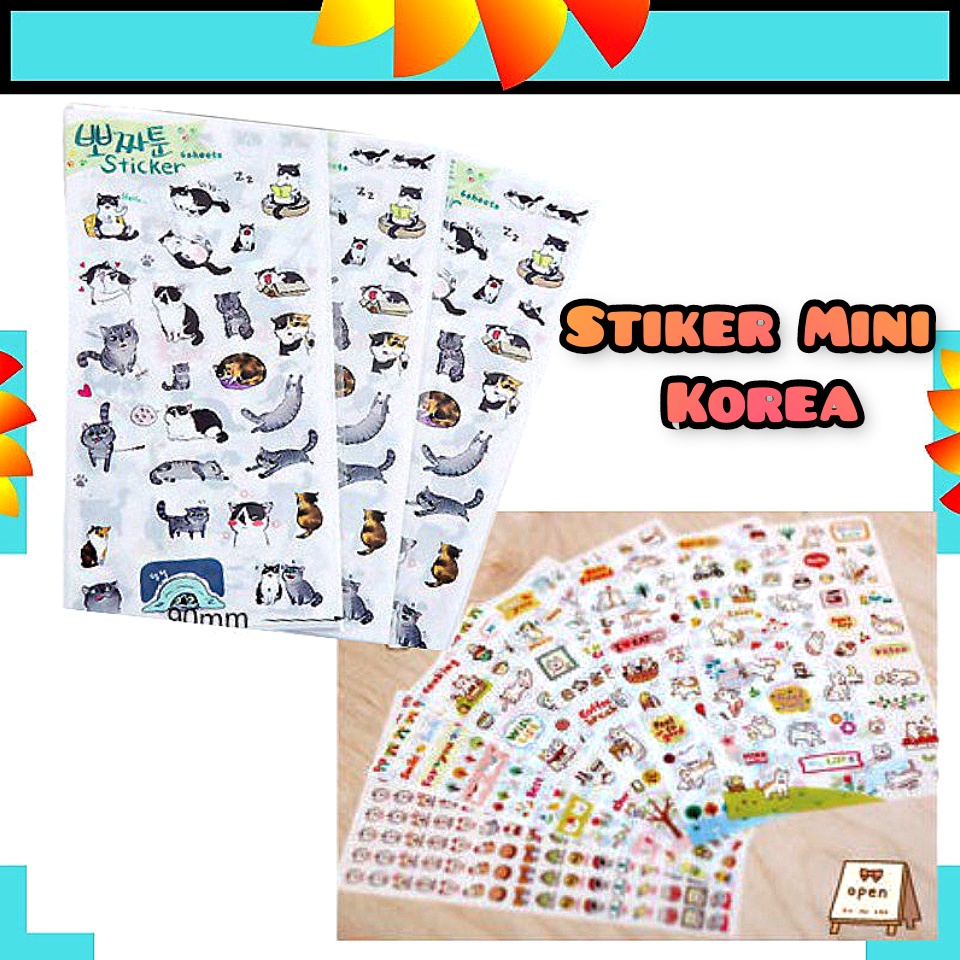 Stiker Sticker Mini Cat Kucing Lucu Mungil Emotikon Emoticon Motif Korea Korean Vintage Untuk Tempelan Pembatas Book Books Buku kertas Case Casing Chasing HP Handphone Vintage Toples Botol Seticker Tumbler Gelas Buku Diary Kado Unik Murah