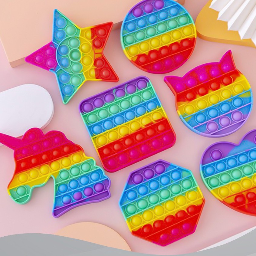 ✅COD FREEONG POP IT RAINBOW FIDGET TOY PUSH BUBBLE UNICORN LOVE KOTAK MAINAN VIRAL PENGHILANG STRESS-3