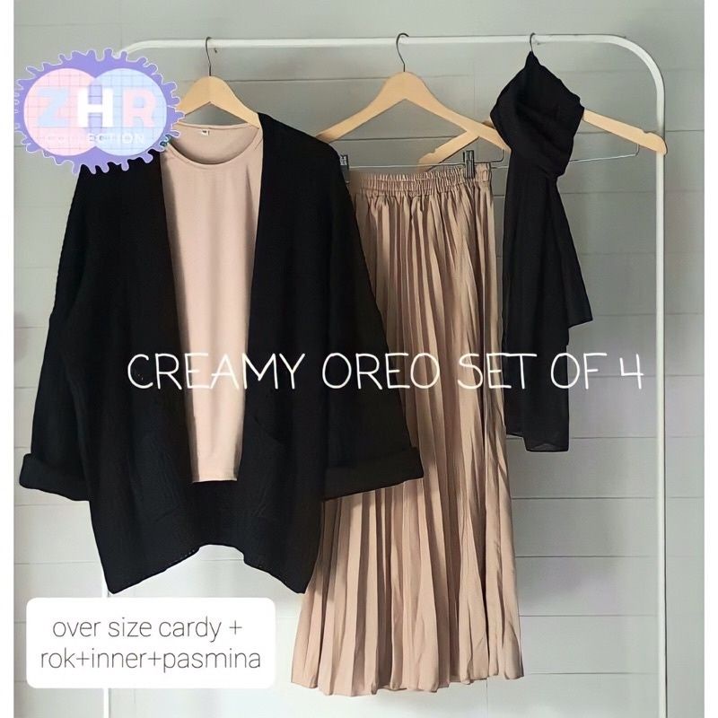 SETELAN OOTD HEMAT 4IN1 / SETELAN OOTD LOCY / PAKET OOTD HEMAT SATU SET 4IN1 CARDIGAN RAJUT INNER RO