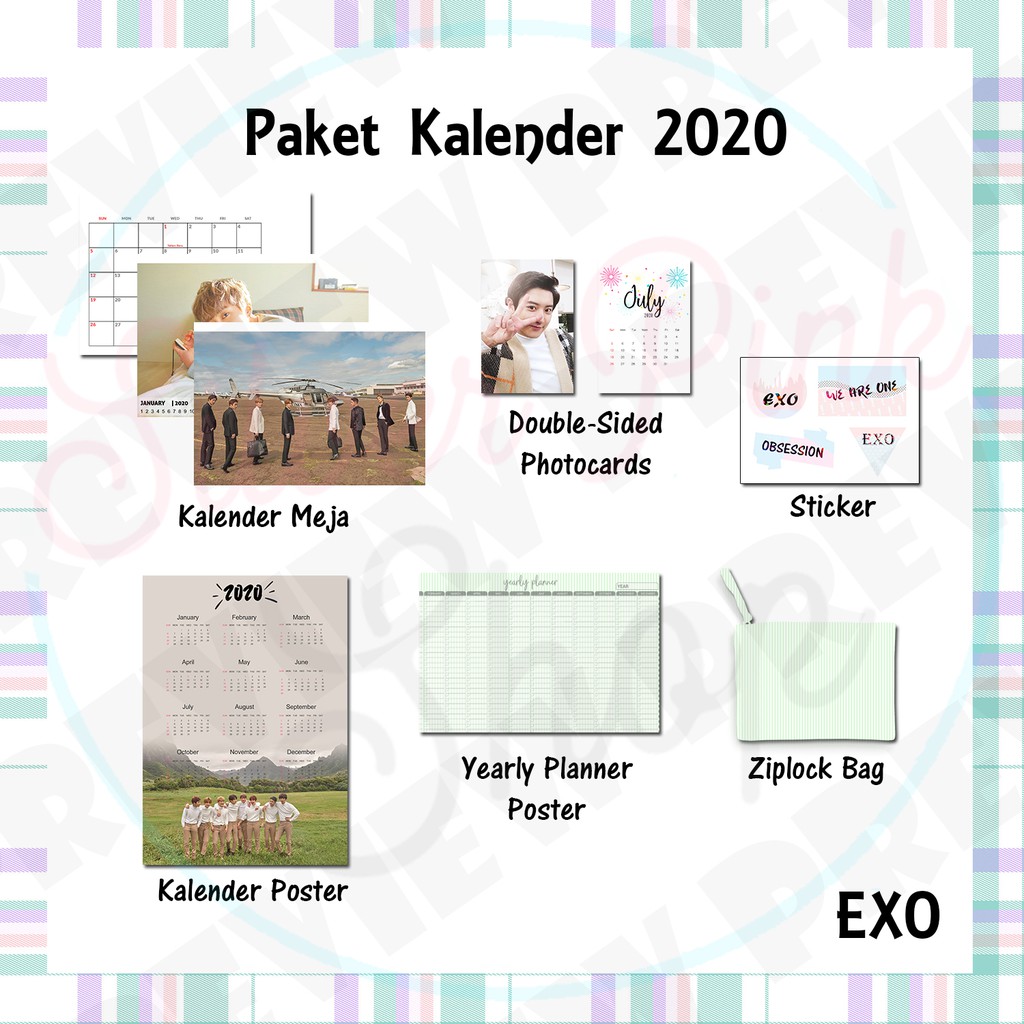 Po Paket Kalender 2020 Exo Super Junior Nct 127 Nct Dream Wayv Red Velvet