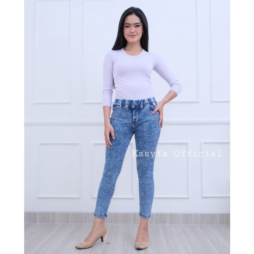 SYANAZ LEGGING JEANS SNOW SKINNY FULL KARET JUMBO (35-38)