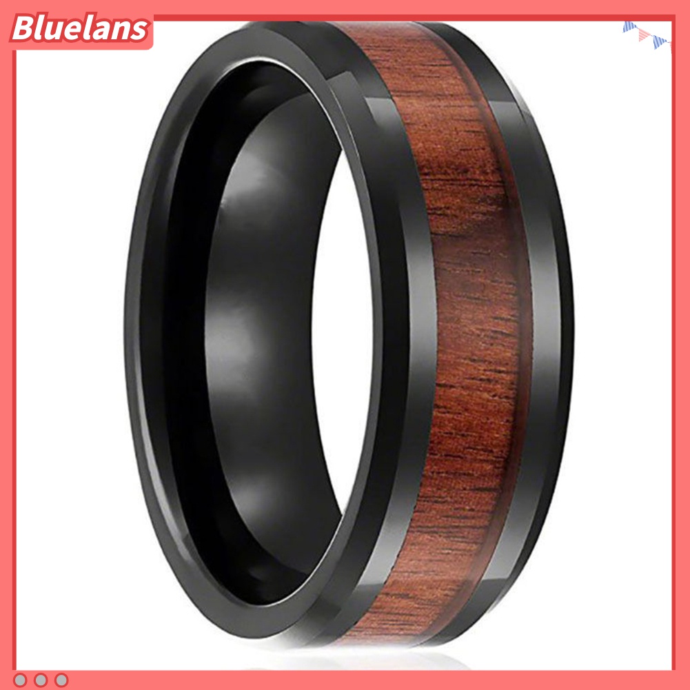 Cincin Bahan Titanium Steel Kayu Ukuran US 7-10 Untuk Pria Dan Wanita