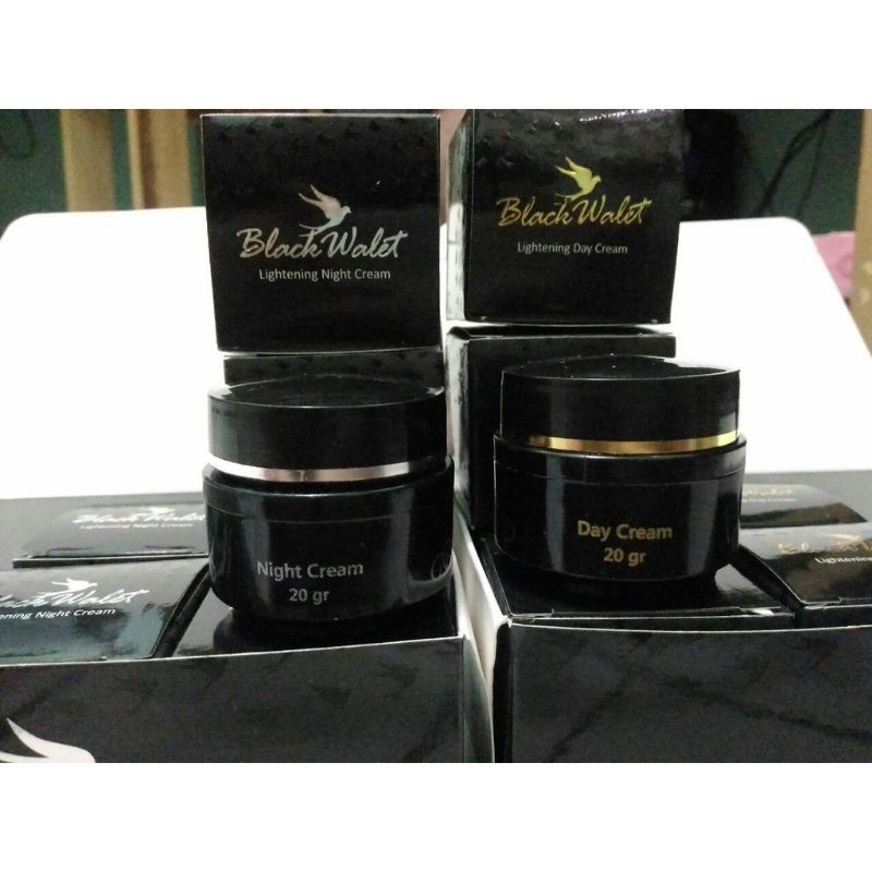 CREAM PENCERAH WAJAH KRIM ANTI JERAWAT BLACK WALET WHITENING DAY &amp; NIGHT CREAM ORIGINAL 1 PCS