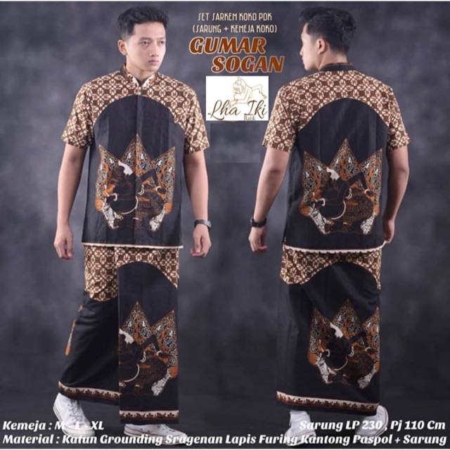 SARUNG BATIK + KEMEJA BATIK LENGAN PENDEK GUMAR SOGAN (SET SARKEM)