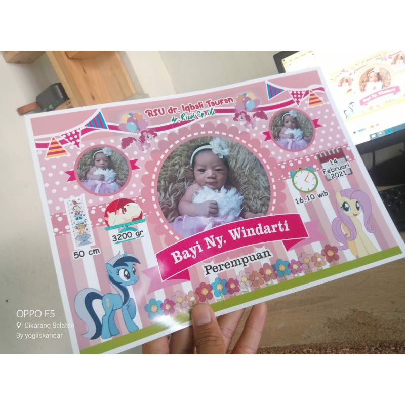 cetak foto biodata bayi lucu / cetak biodata anak bayi lahir