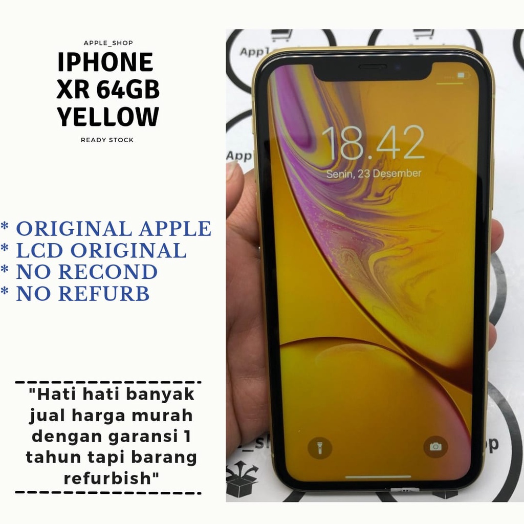 iphone xr 64gb yellow fullset Lcd Original Mulus Original Bukan Refurbish / Rekondisi