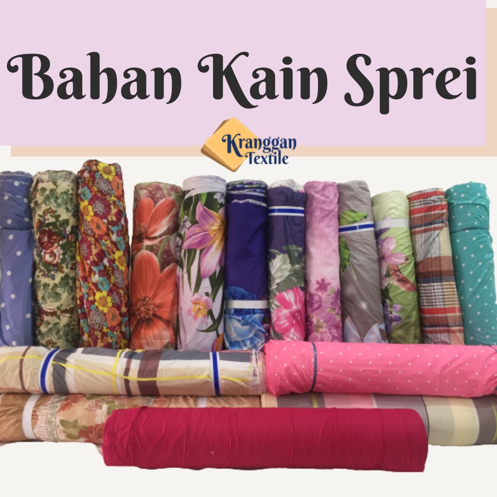 Bahan Kain Sprei Seprei Seprai Katun Lokal CVC Motif Lebar 240cm