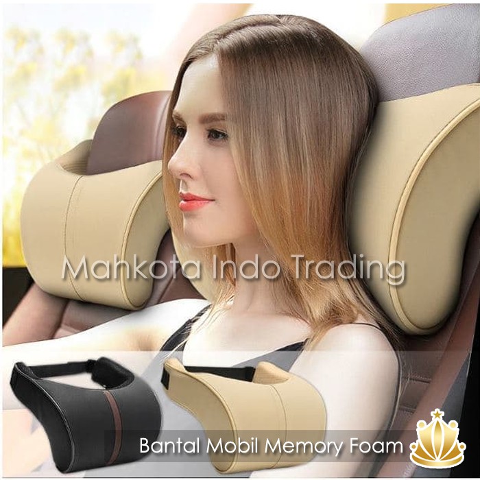 Bantal Mobil Premium Memory Foam / Bantal Leher Kulit TEBAL Empuk