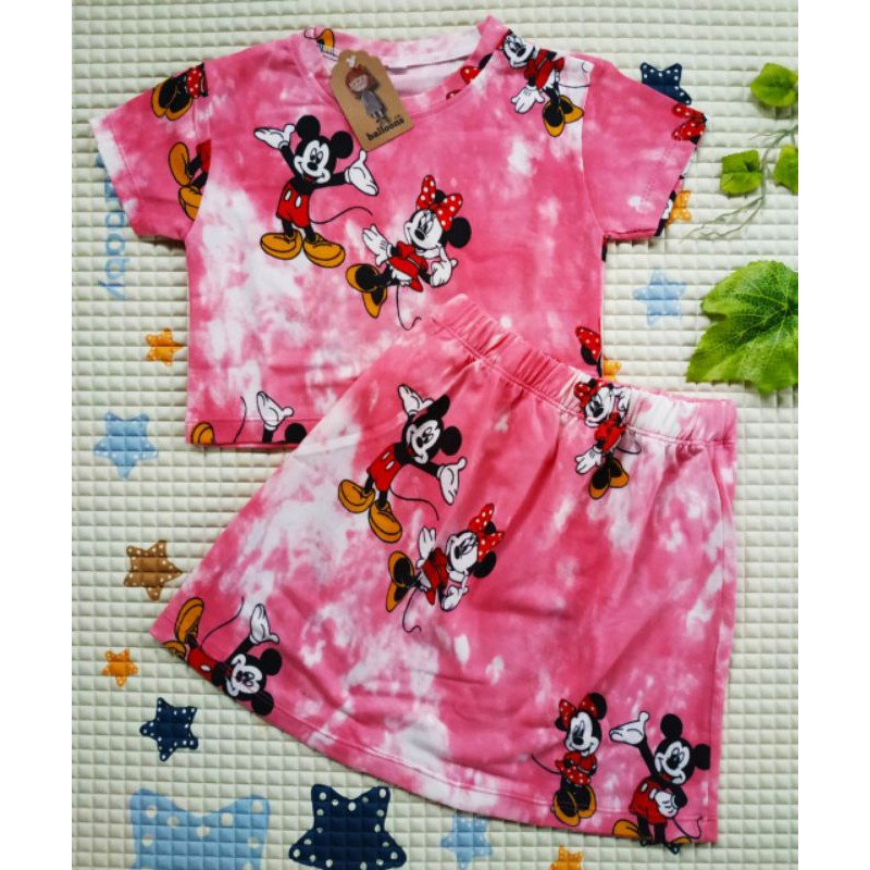 SETELAN ROK ANAK TIE DYE CROP SIZE 2-7 TAHUN BALLONS