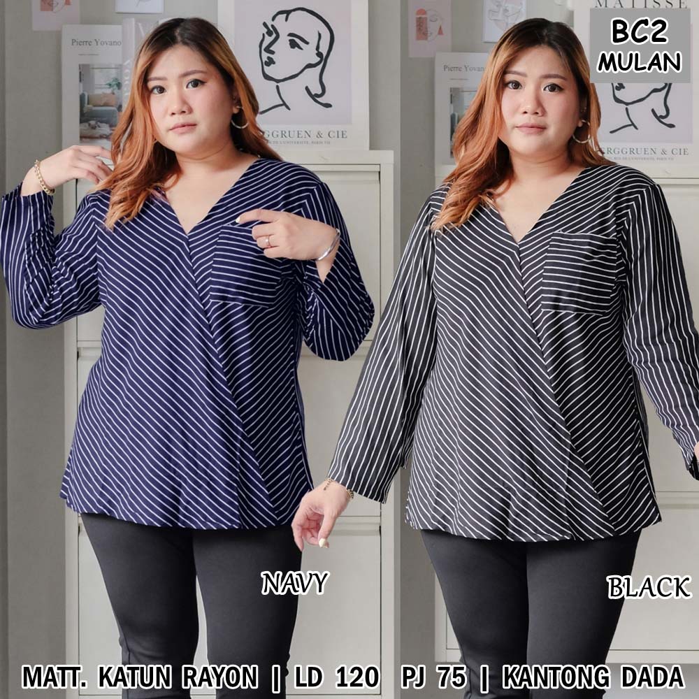 BIGCLO - (COD) LD 120cm Blouse Jumbo Wanita BC2 Atasan Lengan Panjang Big Size Oversize Fashion