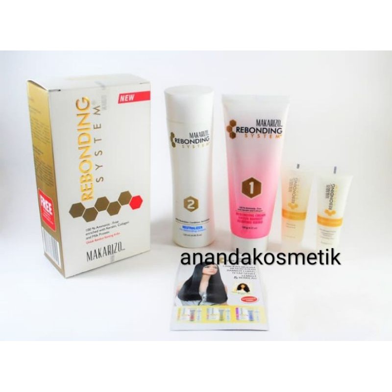 MAKARIZO KRIM PELURUS RAMBUT REBONDING SYSTEM  FREE SHAMPOO AND CONDITION