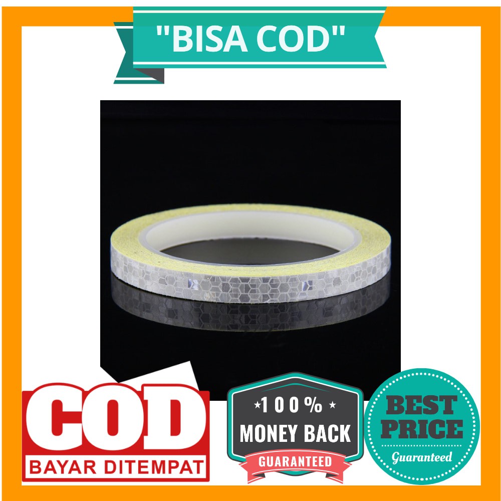 BISA COD DUUTI Reflective Tape Adhesive Stiker Sepeda MTB Bike 800x1CM - MT800 - White