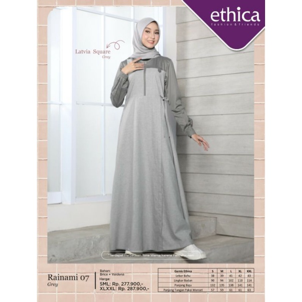 Gamis Muslim Ethica Rainami 07 Grey  Busui Gamis Ethica Busui Original Terbaru