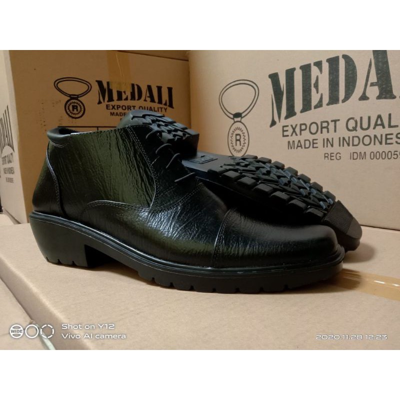 SEPATU KULIT ASLI PRIA PDH SEMI BOOTS POLRI TNI SECURITY SATPAM DINAS KANTOR KERJA PNS ASN PEGAWAI