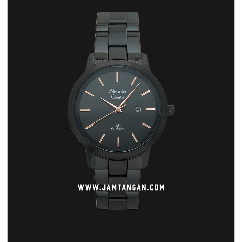 Alexandre Christie AC 8645 LDBIPBARG Ladies Black Dial Black Stainless Steel Strap