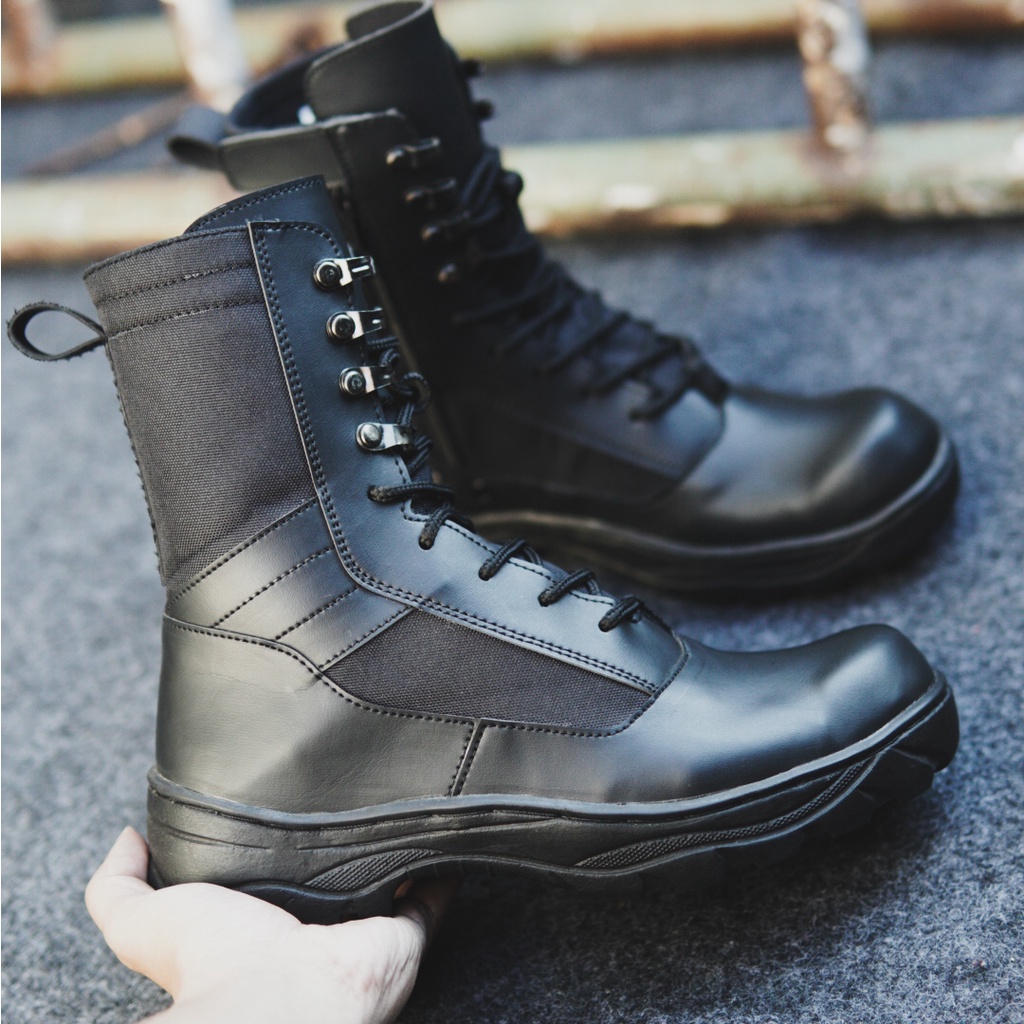 (COD Bayar di tempat )Sepatu Boots Pria Black Force Eagle, Hawk, Owl Safety Ujung Besi PDL/PDH  Sepatu Boot Hitam Kerja Lapangan Murah