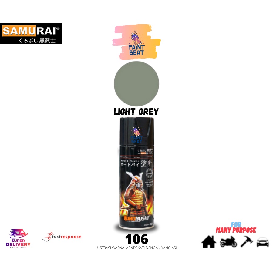 Samurai Paint Light Grey 106 - Abu Muda Cat Aerosol / Cat Semprot Samurai No Star