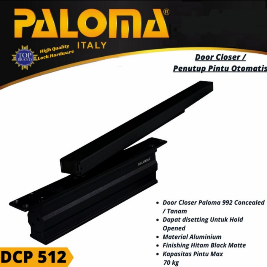 Door Closer Paloma Penutup Pintu Otomatis DCP 512 Concealed Door closer Tanam Hitam