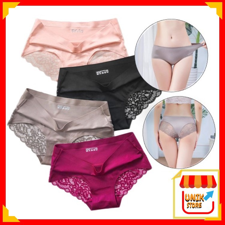 Unik - C782 Celana Dalam Wanita Renda Seamless Ice Silk / CD Wanita / Women Underwear / Kolor Wanita