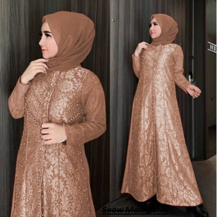 TERLARIS!!! Ashanty Gown baju pesta Brokat Tabur mutiara velvet