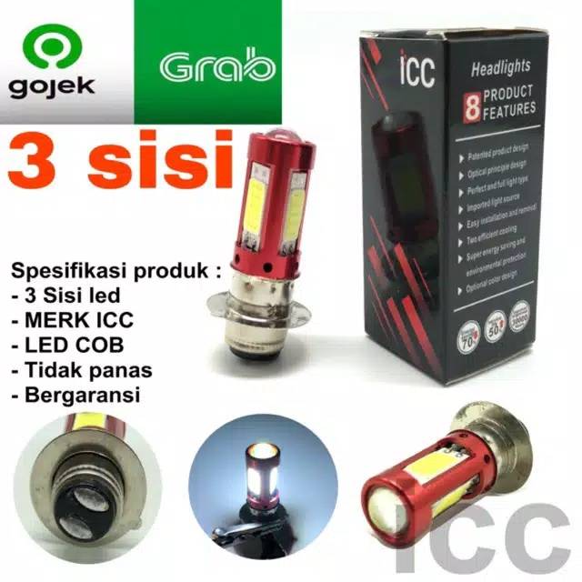 BOHLAM LED H6 COB 3 LED BOHLAM DEPAN MOTOR MERK ICC