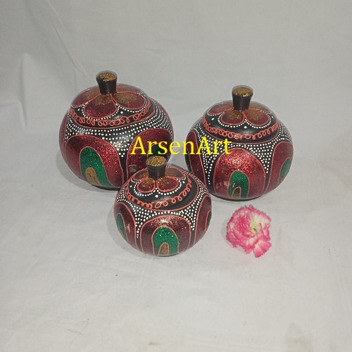 Pajangan Toples Kayu Antik Keller Kayu Antik 1 Set Isi 3 Pcs Bisa Pilih Motif