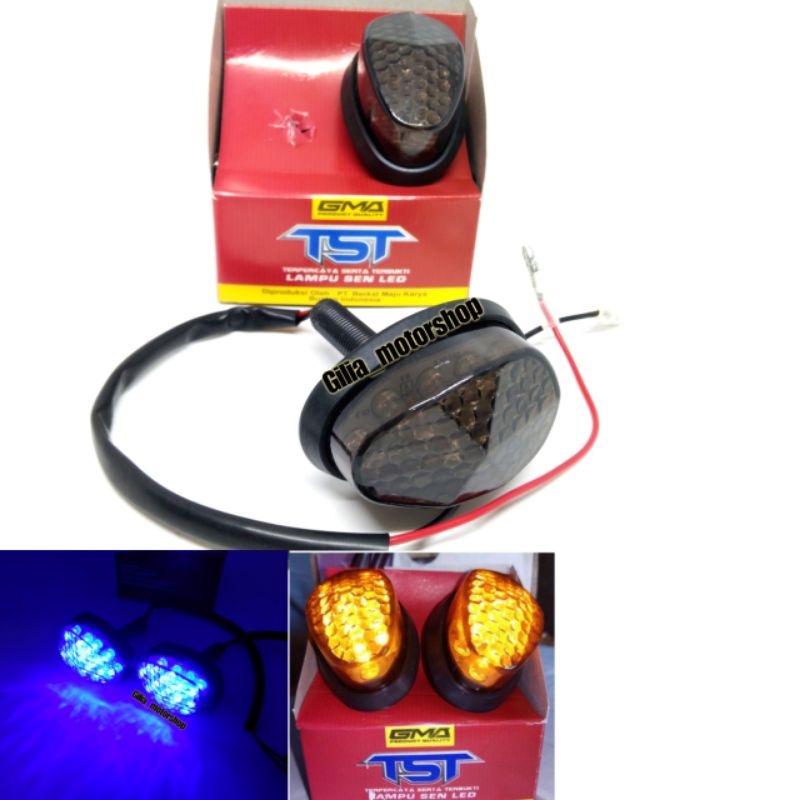 Sen Tempel Oval GMA TST Sein Fairing Nyala Lampu Kuning -Biru