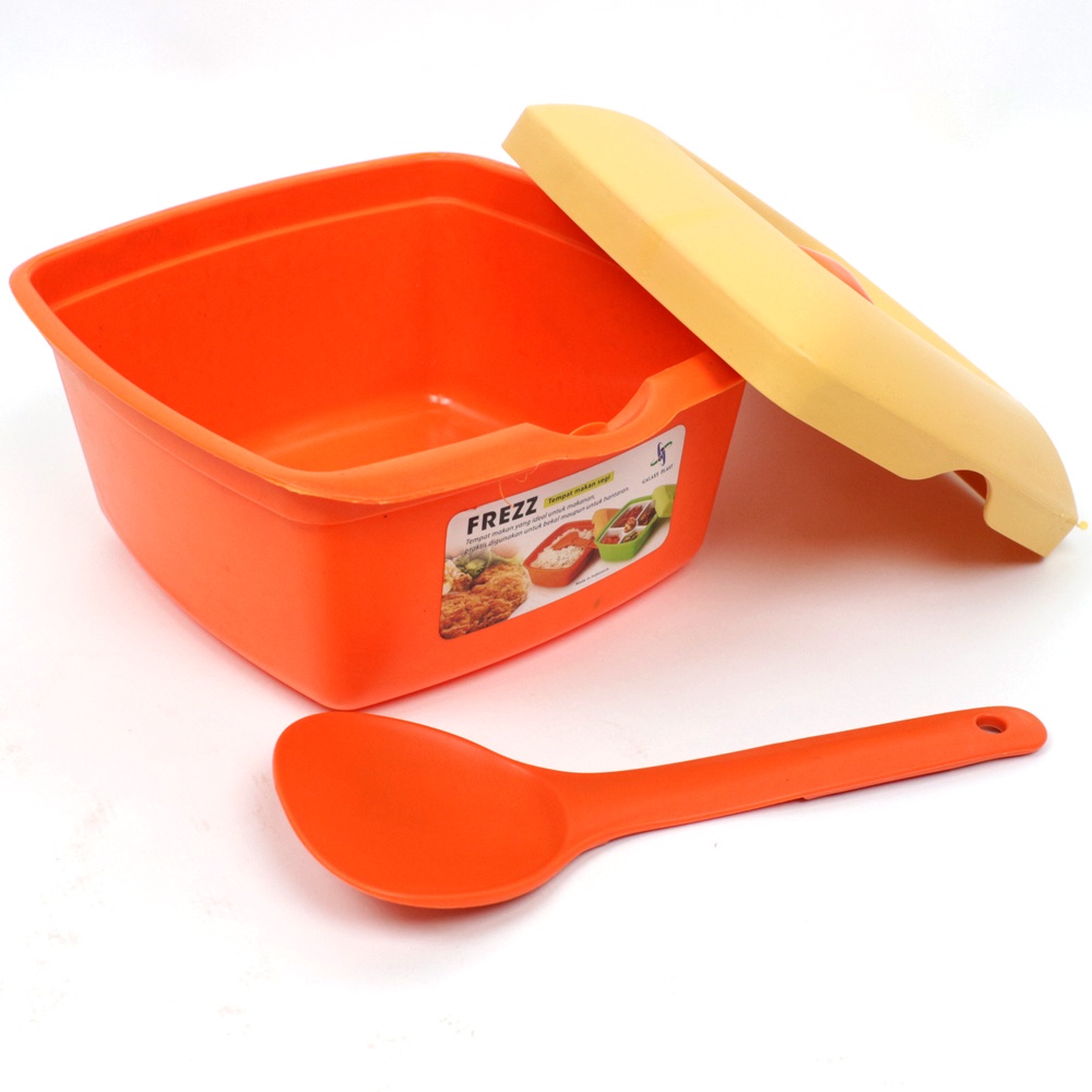 FM - Frezz Tempat Bekal Makan Segi FREE centong nasi - Random colour