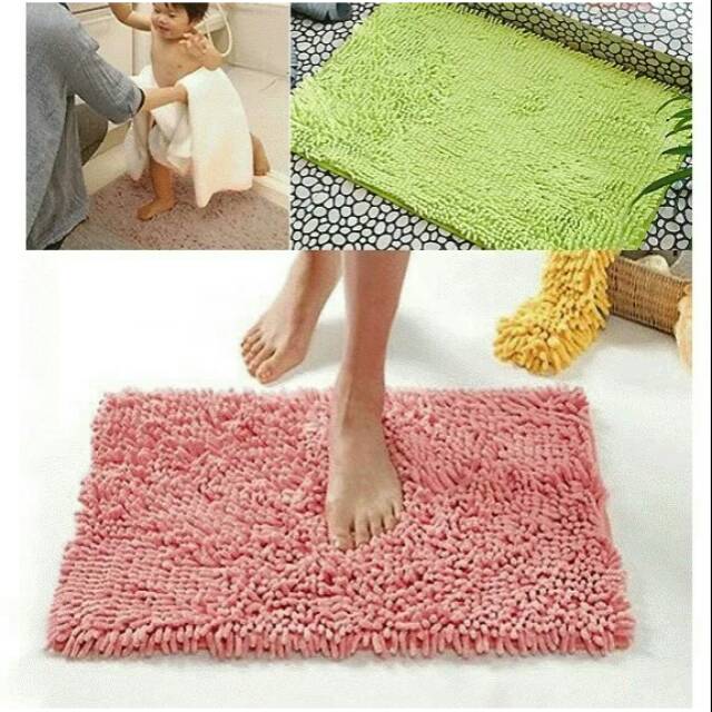 Keset Cendol Microfiber - 40 x 60 cm Alas Kaki Anti Slip Matt Mat Tikar Karpet