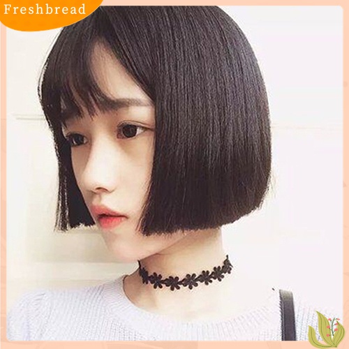 【Fresh】Sweet Lace Choker Stretch Necklace Set Black Retro Vintage Elastic Boho80S 90S