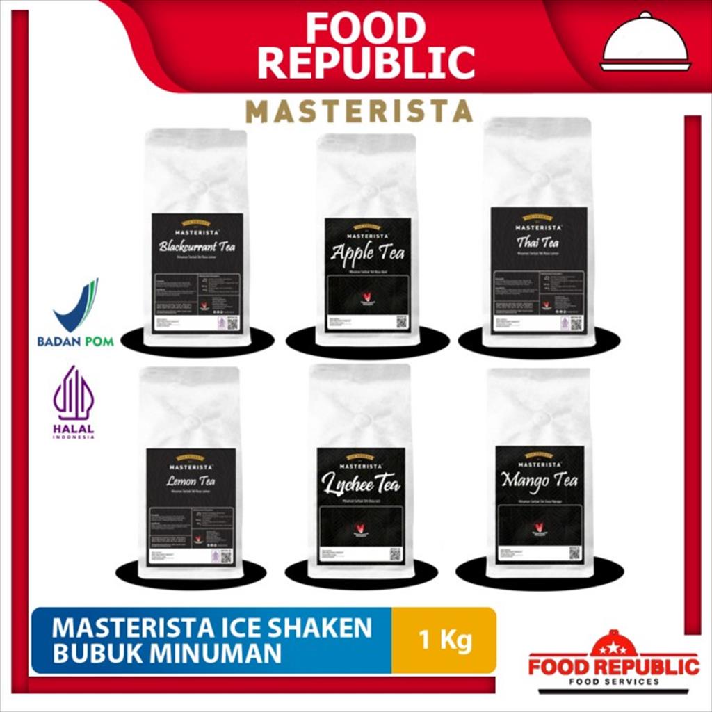 Masterista Minuman Bubuk Ice Shaken Mango Lychee Lemon Blackcurrant Apple Thai Tea 1 Kg Kualitas Premium