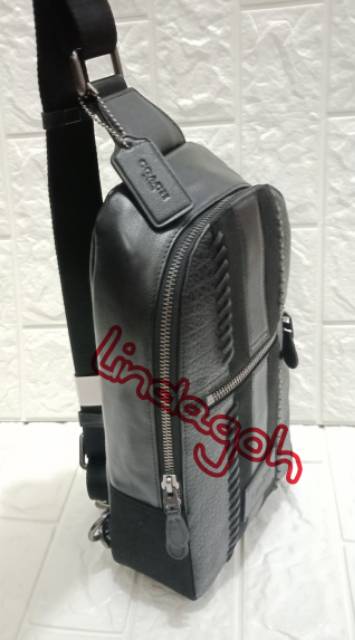 Tas bodybag coach campus pack with baseball stitch slingbag kualitas mirror kulit