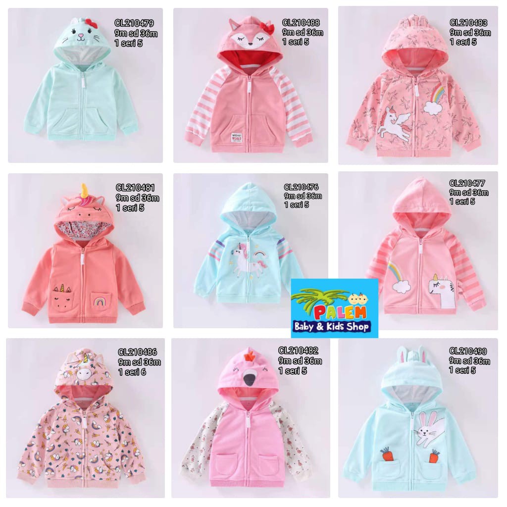 Jaket Mantel Bayi Anak usia 9M-3T Catell love motif terbaru Girl