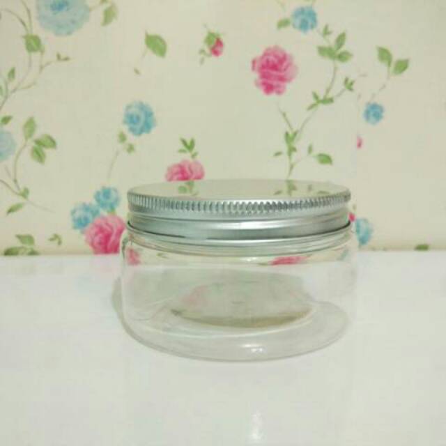 Jar / Pot Plastik 100gr bening tutup alumunium