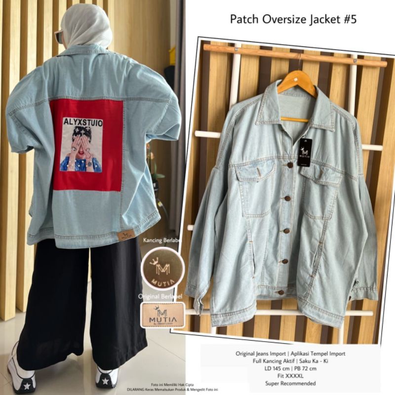 PATCH OVERSIZE JACKET #5 (JAKET JEANS WANITA) Jaket Oversize muslimah tebal