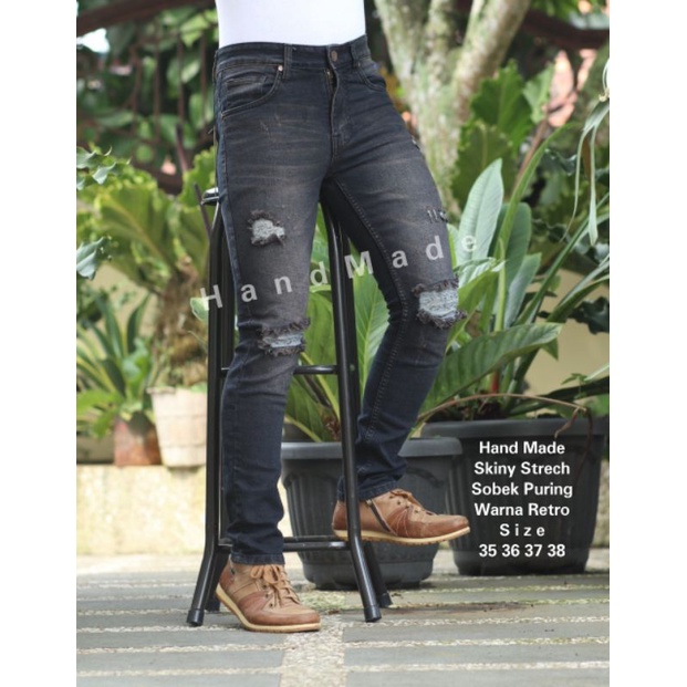 Jeans Sobek Ripped Ukuran 33-38 Jumbo Bigsize