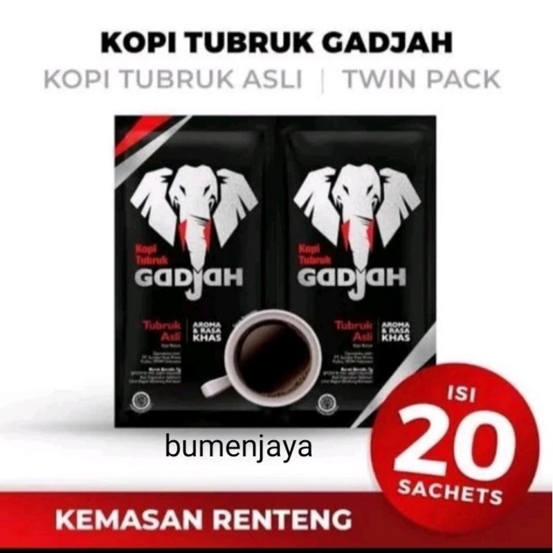 

Kopi tubruk gadjah asli twin pack 20 sachet