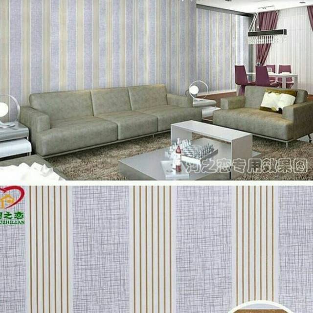 Wallpaper Dinding Stiker Motif Salur Emas Ukuran 45 cm x 10 m