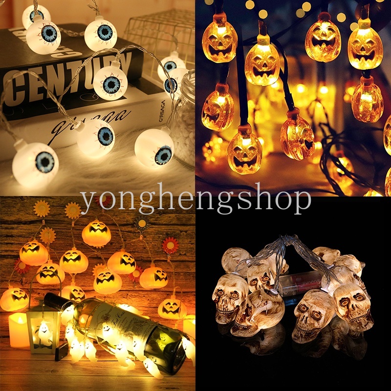 Lampu String Led 1.5 / 3m Tenaga Baterai Bentuk Labu Halloween Untuk Dekorasi Pesta