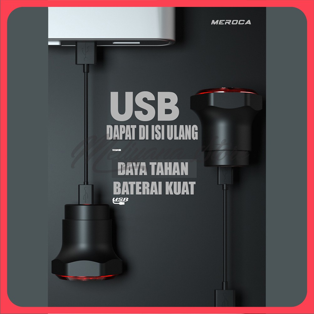 Smart Brake LED Taillight Lampu Belakang Sepeda MEROCA Otomatis Pintar