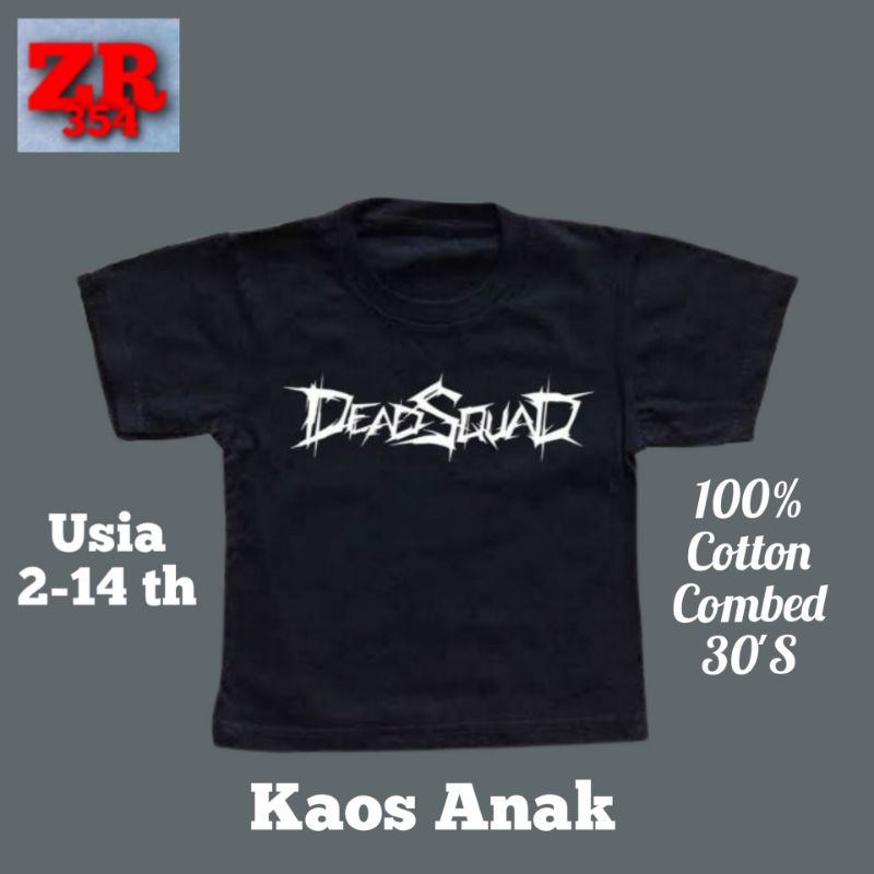 Baju anak kaos tulisan DEADSQUAD band DEATH METAL logo tshirt band metal musik metal hitam kaos band