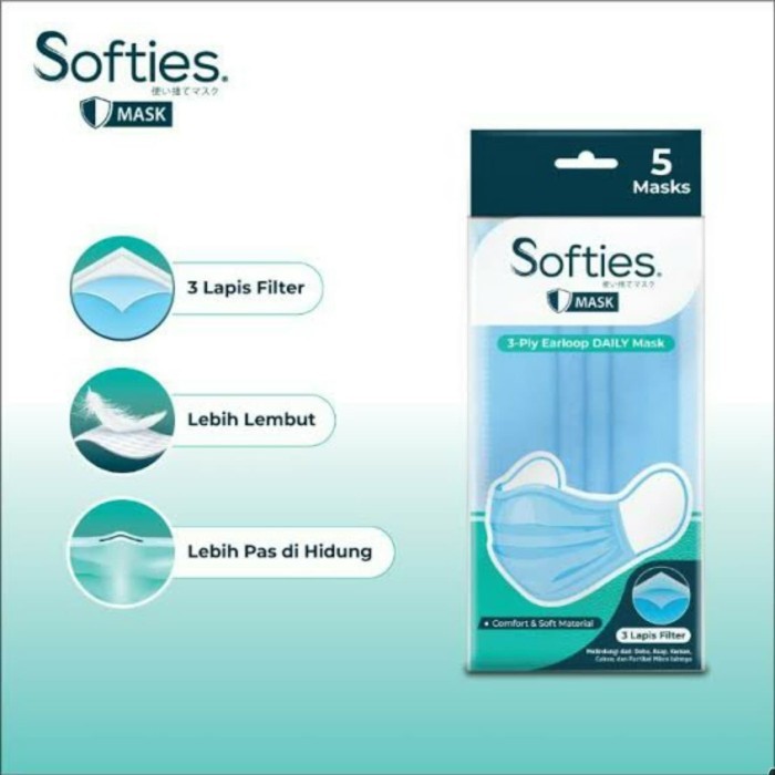 Softies/Skrineer 3ply Earloop Daily Mask / Softies Masker Sehari-hari (Harian) isi 5pcs