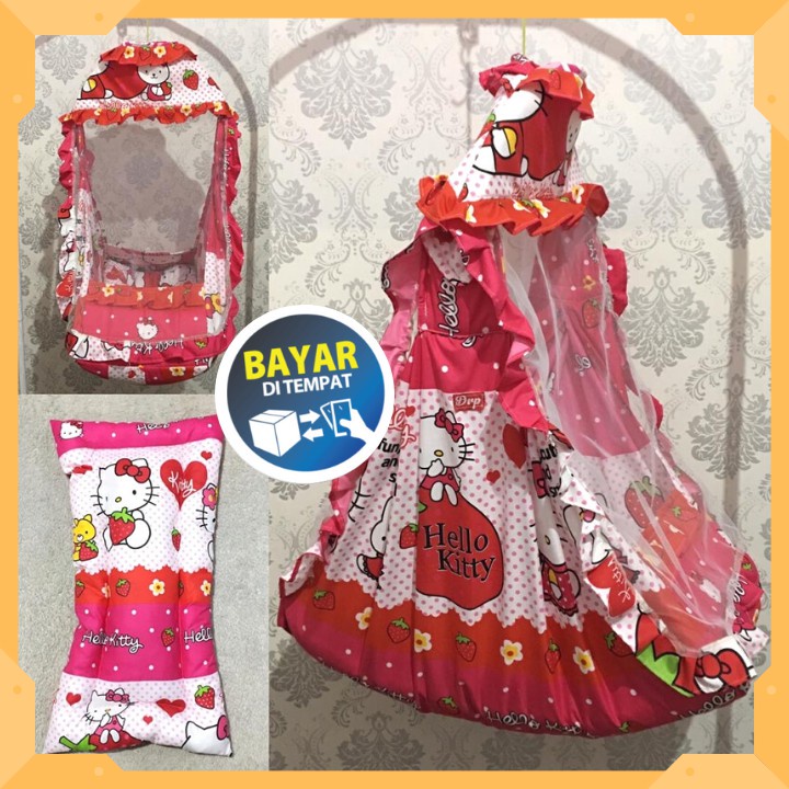 Ayunan bayi Karakter Motif 2 in 1 ukuran besar dijamin puas (KELAMBU,AYUNAN,KASUR)
