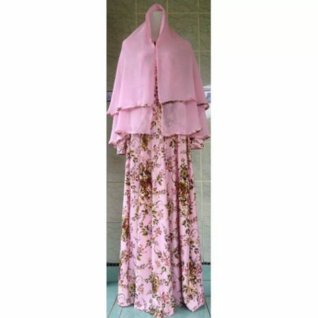 Sale set gamis warna pink lilac