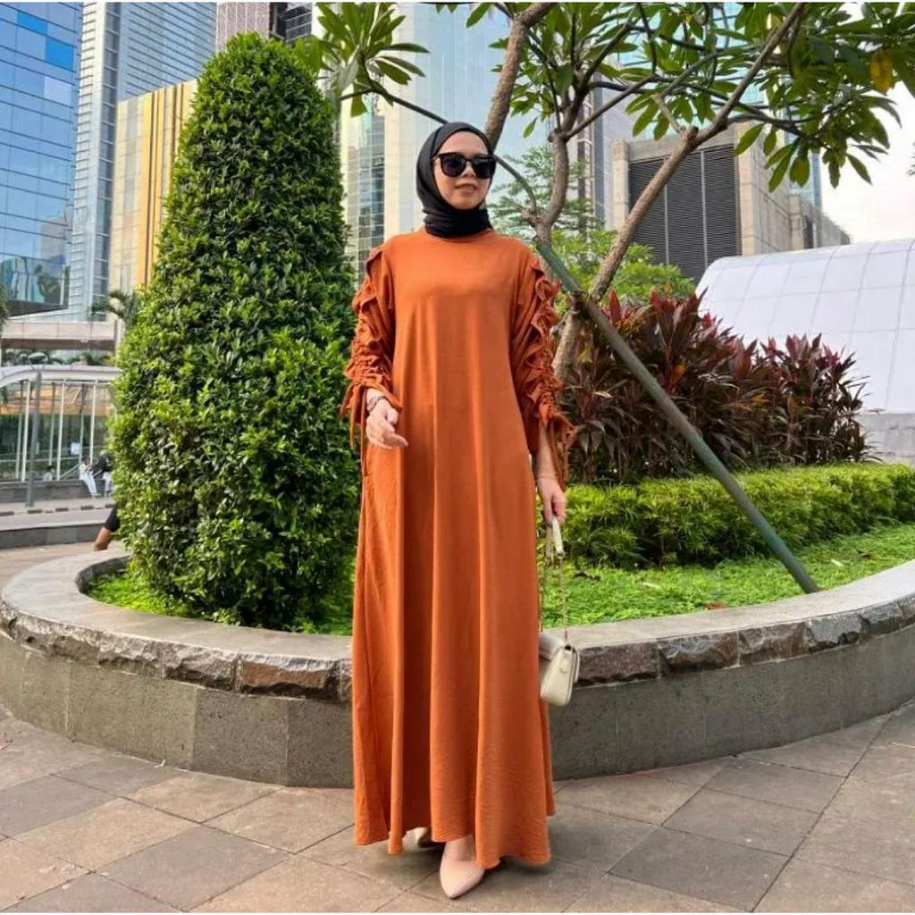 SORAYA DRESS SERUT LENGAN GAMIS WANITA MUSLIMAH AIRFLOW CRINCLE CRINCKLE