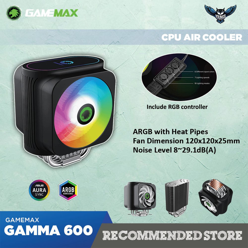 GAMEMAX GAMMA 600 RAINBOW RGB CONTROLLER CPU COOLER