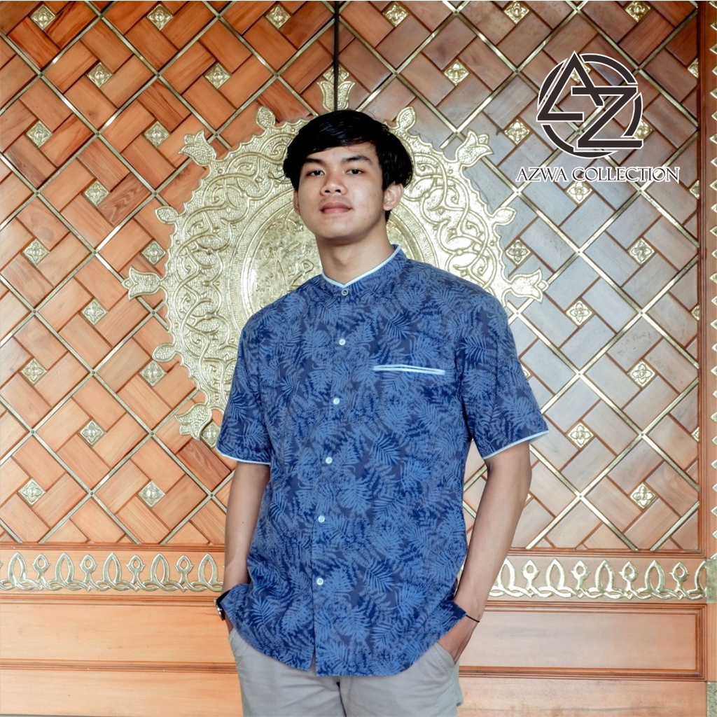 Kemeja Pria Dewasa Lengan Pendek Motif Bahan Katun Kemeja Koko Terbaru 2021 Kemko Rabbani Koko Azwa