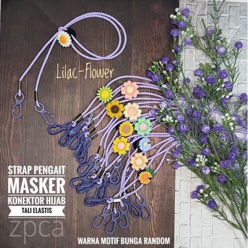 Strap Pengait Masker clay Mask Motif Bunga