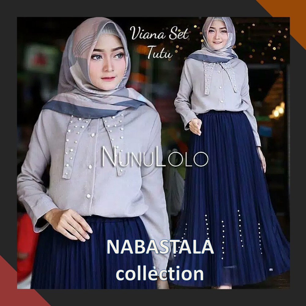 Pakaian Wanita Muslim Dewasa Set Rok Tutu 2in1