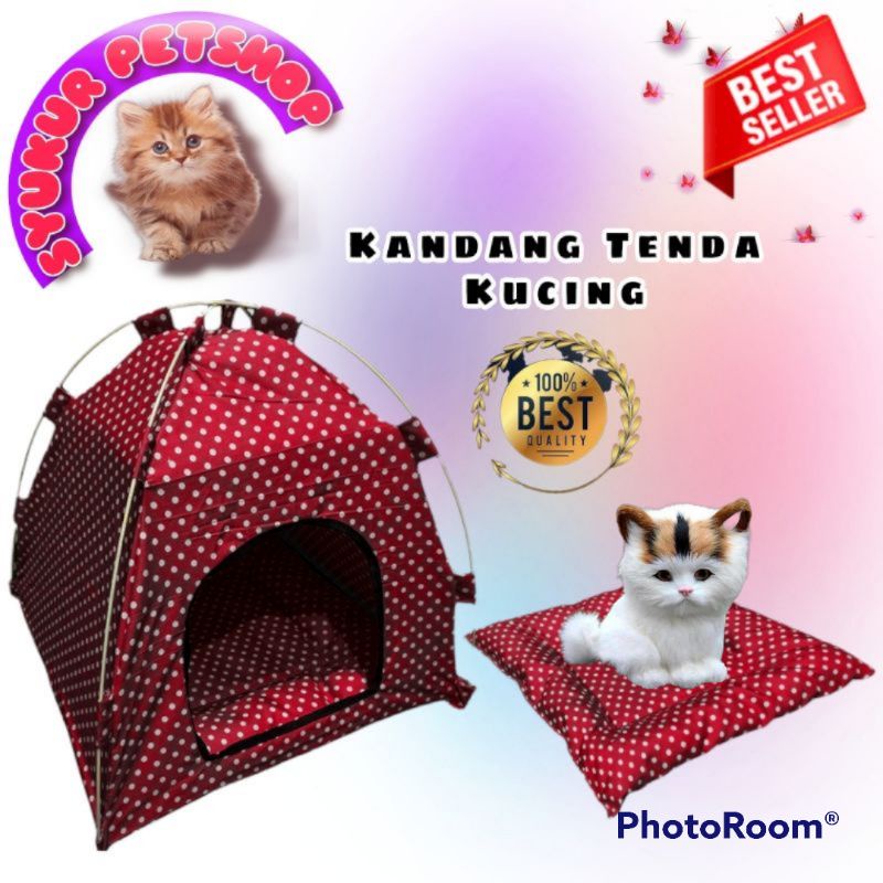 Tenda Kucing polkadot / kandang kucing anjing lucu